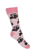 Country Moos Pink Tractor Crew Socks