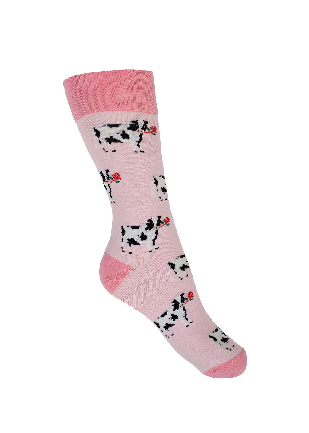 Country Moos Rose Cow Crew Socks