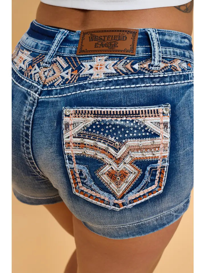 Westfield Eagle Bling Western Shorts Orange Detail